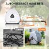 imageGiraffe Tools Ground Mounted Retractable Hose Reel 12 Inch x 130FT Heavy Duty Automatic Rewind Garden Hose Reel with Flexible Swivel Base for Lawn Concrete Floor130FT