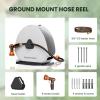 imageGiraffe Tools Ground Mounted Retractable Hose Reel 12 Inch x 130FT Heavy Duty Automatic Rewind Garden Hose Reel with Flexible Swivel Base for Lawn Concrete Floor130FT