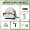 imageGiraffe Tools Ground Mounted Retractable Hose Reel 12 Inch x 82FT Heavy Duty Automatic Rewind Garden Hose Reel with Flexible Swivel Base for Lawn Concrete Floor12 82ft