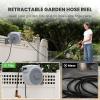 imageGiraffe Tools PRO Heavy Duty Retractable Garden Hose Reel  78ft 12 Inch Auto Rewind with AnyLength Lock Wall Mounted Metal Bracket Commercial Grade for Patio ampamp Lawn Dark Grey130FT Hose Reel LG