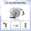 imageGiraffe Tools PRO Heavy Duty Retractable Garden Hose Reel  78ft 12 Inch Auto Rewind with AnyLength Lock Wall Mounted Metal Bracket Commercial Grade for Patio ampamp Lawn Dark Grey130FT Hose Reel LG