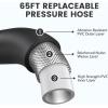 imageGiraffe Tools Pressure Washer Hose Reel 60ft Power Washer Hose Reel Pressure Washer Retractable Hose Reel Heavy Duty Replaceable Hoses WallFloor Mounted 4000 PSI Dark SilverReplaceable hoses 65ft  3200psi