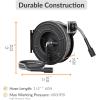 imageGiraffe Tools Pressure Washer Hose Reel 60ft Power Washer Hose Reel Pressure Washer Retractable Hose Reel Heavy Duty Replaceable Hoses WallFloor Mounted 4000 PSI Dark SilverReplaceable hoses 60ft  4000psi
