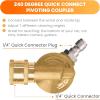 imageGiraffe Tools Pressure Washer Pivoting Coupler 7 Angles Gutter Cleaner Attachment 240 Degree Rotation 14 Quick Connect 4000 PSI