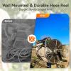 imageGiraffe Tools Stainless Steel Garden Hose Reel with 58quot x 100 ft Heavy Duty Hose WallFloor Mounted Metal Water Hose Reel with Crank HandleSilver