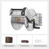 imageGiraffe Tools Stainless Steel Garden Hose Reel with 58quot x 100 ft Heavy Duty Hose WallFloor Mounted Metal Water Hose Reel with Crank HandleSilver
