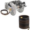 imageGiraffe 100FT Reusable Connector Garden Hose with Stainless Steel Garden Hose Reel Heavy Duty WallFloor Mounted Metal Water Hose Reel