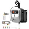 imageGiraffe Tools Grandfalls Pressure Washer G20 Pro 2500 PSI 22 GPM 180 Wall Mounted Power Washer AutoRetract with 65FT Hose Reel 5 Nozzles for FloorCarsFencesPatios Dark SilverLight Silver