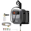 imageGiraffe Tools Grandfalls Pressure Washer G20B Pro 2500 PSI 22 GPM Wall Mounted Power Washer with 65FT Hose Reel Black Pressure Hoses 4 Nozzles for FloorCarsFencesPatios Dark SilverDark Silver