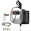 imageGiraffe Tools Grandfalls Pressure Washer G20B Pro 2500 PSI 22 GPM Wall Mounted Power Washer with 65FT Hose Reel Black Pressure Hoses 4 Nozzles for FloorCarsFencesPatios Dark SilverLight Silver