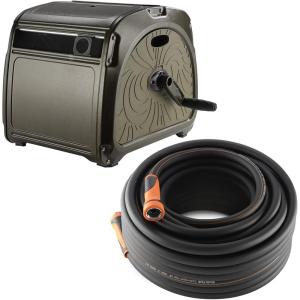 imageGiraffe 100ft 58quot Garden Hose with Metal Hose Reel Box Heavy Duty Sturdy and Durable