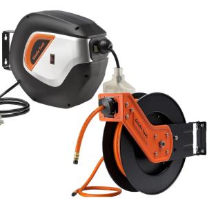 imageGiraffe Extension Cord Reel 40ft 163 AWG ampamp Retractable Air Hose Reel 25ft Swivel Bundle