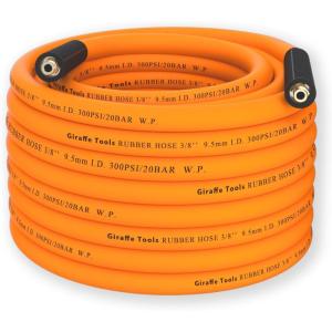 imageGiraffe Tools Air Hose 38 inch x 50 ft Air Compressor Hose 14 in MNPT Fittings Hybrid 300 PSI Kink Resistant Lightweight Leadin Air Hose AllWeather Flexibility Orange38 inches x 50 feet