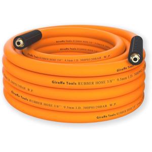 imageGiraffe Tools Air Hose 38 inch x 50 ft Air Compressor Hose 14 in MNPT Fittings Hybrid 300 PSI Kink Resistant Lightweight Leadin Air Hose AllWeather Flexibility Orange38 inches x 25 feet