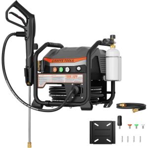 imageGiraffe Tools Commercial Electric Ultraflow Pressure Washer  Featuring 1000H AllCopper Pump Dual WallFloor Mount Brushless Motor 60dB Low Noise High Efficiency Cleaning Machine50ft