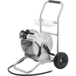imageGiraffe Tools Garden Hose Reel Cart with Wheels Stainless Steel Heavy Duty Water Hose Reel Cart 200 ft of 12 Capacity Mobile for Outside