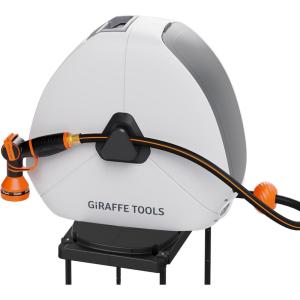 imageGiraffe Tools Ground Mounted Retractable Hose Reel 12 Inch x 130FT Heavy Duty Automatic Rewind Garden Hose Reel with Flexible Swivel Base for Lawn Concrete Floor130FT