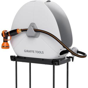 imageGiraffe Tools Ground Mounted Retractable Hose Reel 12 Inch x 82FT Heavy Duty Automatic Rewind Garden Hose Reel with Flexible Swivel Base for Lawn Concrete Floor12 82ft