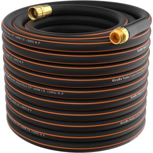 imageGiraffe Tools Hybrid Garden Hose 58 in x 100 ft Lightweight Durable Water Hose with Sleeves Nokink Leakproof Heavy Duty Gardening Hose with Male to Female Fittings