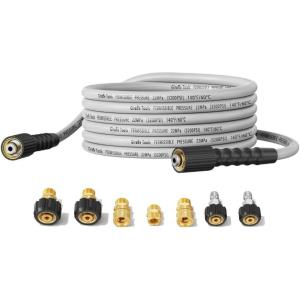 imageGiraffe Tools Pressure Washer Hose 100FT X 14quot 3200 PSI Pressure Washing Hose Kink Resistant Heavy Duty Power Washer Hose M22 to 38quot Quick Connect Couplers for Replacement 7 Accessories7 Quick Connectors