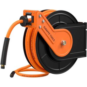 imageGiraffe Tools TA15BPLUS Retractable Air Hose Reel with Swivel Bracket 38quot x 50 ft Hybrid Hose CeilingWall Mounted Heavy Duty Industrial Air Compressor Hose Reel 300PSI 50ft25ft