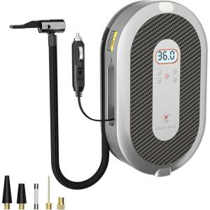 imageGiraffe Tools Tire Inflator Portable Air Compressor for Car Tires 150 PSI 12V DC Auto Air Pump with Digital Pressure Gauge 13ft Cord Retraction Air Compressor with Lighting for Bicycle Motorcycle