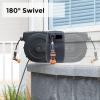 imageGiraffe Tools AW5058 Retractable Garden Hose Reel 58quot x 1155 ft Heavy Duty Wall Mounted Water Hose Reel Automatic Rewind 180 Deg Swivel Bracket Slow Retraction 115ft Dark Grey58 1155 FT