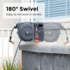 imageGiraffe Tools AW5058 Retractable Garden Hose Reel 58quot x 1155 ft Heavy Duty Wall Mounted Water Hose Reel Automatic Rewind 180 Deg Swivel Bracket Slow Retraction 115ft Dark Grey58 90FT METAL BRACKET