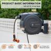 imageGiraffe Tools Metal Retractable Hose Reel 130 FT Wall Mounted Heavy Duty Hose Reel with 9 Pattern Nozzle 180 Deg Swivel Metal Bracket Any Length Lock 12 130FT PRO Dark GreyDark Grey