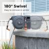 imageGiraffe Tools Metal Retractable Hose Reel 130 FT Wall Mounted Heavy Duty Hose Reel with 9 Pattern Nozzle 180 Deg Swivel Metal Bracket Any Length Lock 12 130FT PRO Dark GreyDark Grey