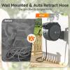 imageGiraffe Tools Retractable Garden Hose Reel 12 Inch x 130 ft Super Heavy Duty Any Length Lock Slow Return System Wall Mounted and 180 Deg Swivel BracketDark Grey