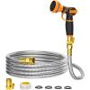 imageGirafe Tools Garden Hose 25ft x 58quot 304 Stainless Steel Metal Water Hose No Kink Garden Water Hose with 9 Pattern Spray Nozzle Flexible Lightweight Kink Free Hose for Yard Outdoor25FT 58