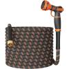imageGiraffe Tools Garden Hose 75FT 12 Lightweight Flexible Water Hoses Burst 600 psi with 9 Spray Function Nozzle Heavy Duty Hose75FT