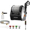 imageGiraffe Tools Wall Mounted Pressure Washer Plus with Upgraded 1800W Motor Max 2900 PSI 22 GPM Electric Power Washer with 100ft Retractable Pressure Hose for Car Automatic Rewind Any Length LockLight Silver