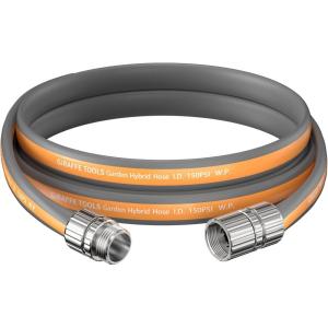 imageGiraffe Tools Garden Hose 10FT 58quot Lightweight Lay Flat Water Hose Custom Length Flexible Leakproof Hybrid Hose Pipe with Male to Female FittingGrey and Orange