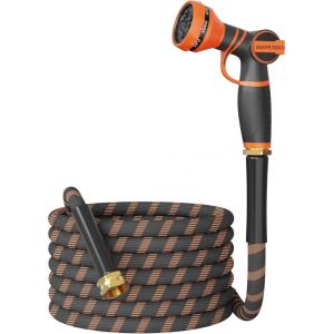 imageGiraffe Tools Garden Hose 75FT 12 Lightweight Flexible Water Hoses Burst 600 psi with 9 Spray Function Nozzle Heavy Duty Hose25FT