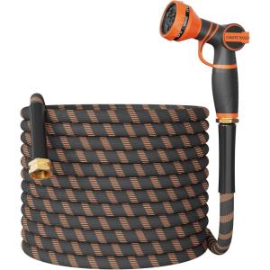 imageGiraffe Tools Garden Hose 75FT 12 Lightweight Flexible Water Hoses Burst 600 psi with 9 Spray Function Nozzle Heavy Duty Hose75FT