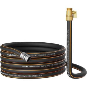 imageGiraffe Tools Hybrid Garden Hose 75ft x 58quot Male and Female Fittings with Shut off Valve Flexible Heavy Duty Leakproof Lightweight Water Hose25FT