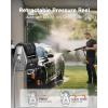 imageGiraffe Tools Wall Mounted Pressure Washer G30 with Upgraded 1800W Motor Max 2900 PSI 22 GPM Electric Power Washer with 100ft Retractable Black Pressure Hose Automatic Rewind Any Length LockLight Silver