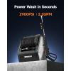 imageGiraffe Tools Wall Mounted Pressure Washer G30 with Upgraded 1800W Motor Max 2900 PSI 22 GPM Electric Power Washer with 100ft Retractable Black Pressure Hose Automatic Rewind Any Length LockLight Silver