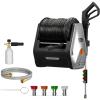 imageGiraffe Tools Wall Mounted Pressure Washer G30 with Upgraded 1800W Motor Max 2900 PSI 22 GPM Electric Power Washer with 100ft Retractable Black Pressure Hose Automatic Rewind Any Length LockLight Silver