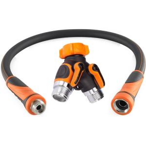 imageGiraffe 2 Way Hose Splitter ampamp Hybrid Garden Leader Hose 58quot 3ft Bundle