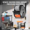 imageGiraffe Tools Grandfalls Pressure Washer Pro 1800W Brushless Motor 3700PSI Electric Power Washer with 100ft Pressure Hose for CarPatios Wall Mounted Dark SilverPro 100ft Pressure Hose