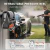 imageGiraffe Tools Grandfalls Pressure Washer Pro 1800W Brushless Motor 3700PSI Electric Power Washer with 100ft Pressure Hose for CarPatios Wall Mounted Dark SilverPro 100ft Pressure Hose