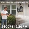 imageGiraffe Tools Grandfalls Wall Mount Pressure Washer Plus Max 2900PSI 22 GPM Electric Power Washer with 100ft Pressure Hose for CarPatios Automatic Rewind Dark SilverPlus 100ft pressure hoses