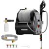 imageGiraffe Tools Grandfalls Wall Mount Pressure Washer Plus Max 2900PSI 22 GPM Electric Power Washer with 100ft Pressure Hose for CarPatios Automatic Rewind Dark SilverPlus 100ft pressure hoses