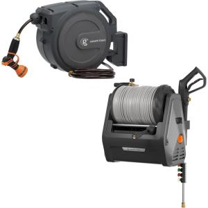imageGiraffe Tools Grandfalls Pressure Washer Plus Max 2400PSI 20GPM and Hose Reel 12quot 78ftHeavy Duty Retractable Garden Hose Reel180 Deg Swivel Bracket