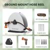imageGiraffe Tools Retractable Hose Reel with 12 Inch x 100FT Heavy Duty Ground Mount Garden Hose Reel Automatic Rewindwith 9Function Sprayer Nozzle ampamp Flexible Swivel Base100FT