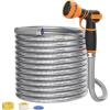 imageGirafe Tools Garden Hose 50ft x 34quot 304 Stainless Steel Metal Water Hose No Kink Garden Water Hose with 9 Pattern Spray Nozzle Flexible Lightweight Kink Free Hose for Yard Outdoor100FT 34