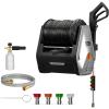 imageGiraffe Tools Wall Mounted Pressure Washer G30 with Upgraded 1800W Motor Max 2900 PSI 22 GPM Electric Power Washer with 100ft Retractable Black Pressure Hose Automatic Rewind Light SilverLight Silver